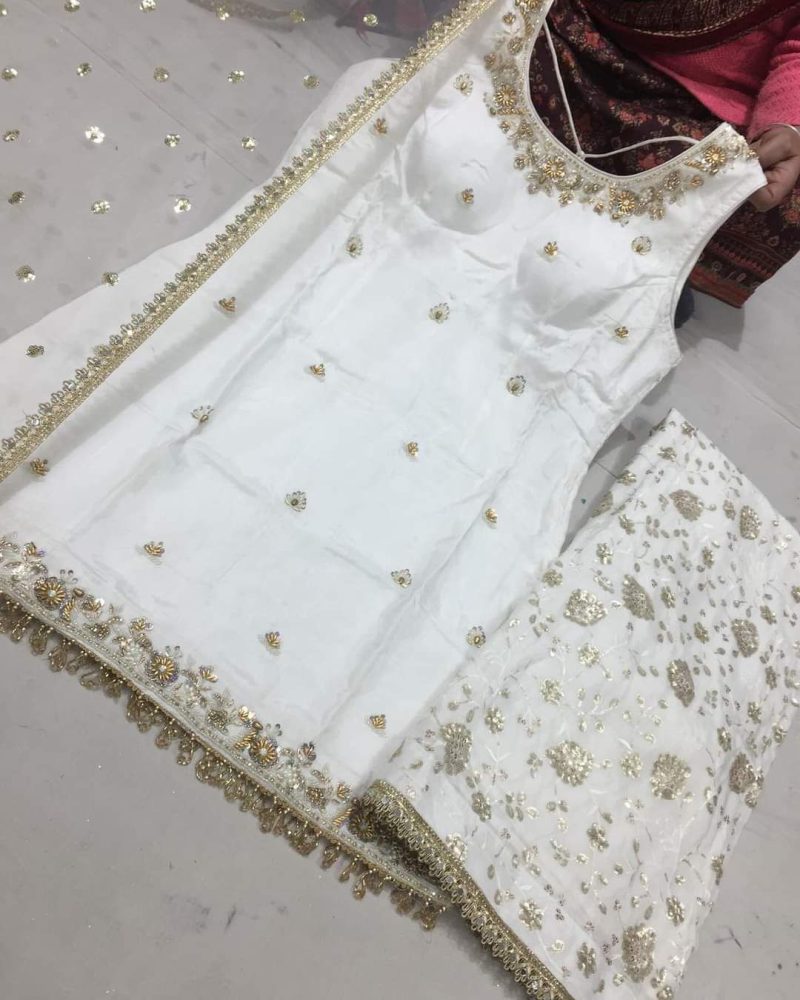 Ready to wear stitched suits - White and Gold